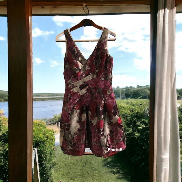 White House Black Market Sleeveless Embellished Dress Size 8 Purple Grey Fuchsia - Picture 1 of 6